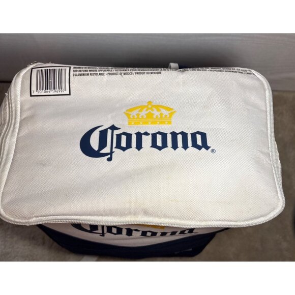 Corona Logo Backpack Cooler Navy White Insulated Holds 24 Cans Adjustable Straps - Picture 6 of 14